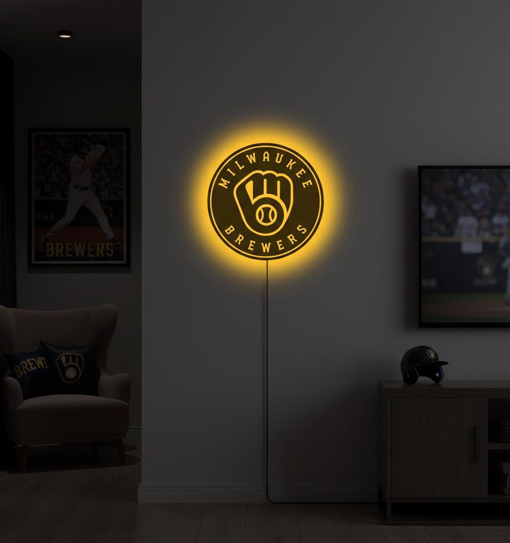 Milwaukee Brewers Wall Art - MLB Baseball Team Sign - Man Cave Decor