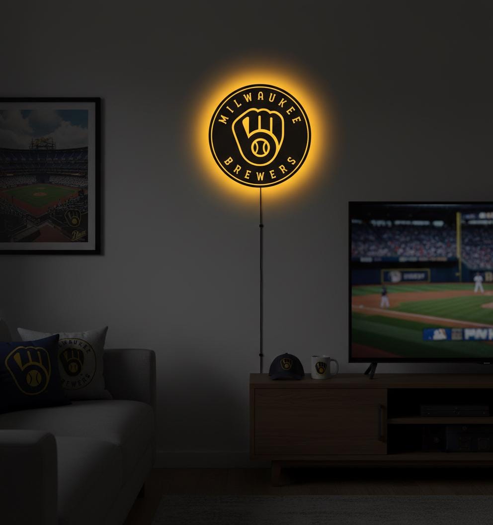 Milwaukee Brewers Wall Art - MLB Baseball Team Sign - Man Cave Decor