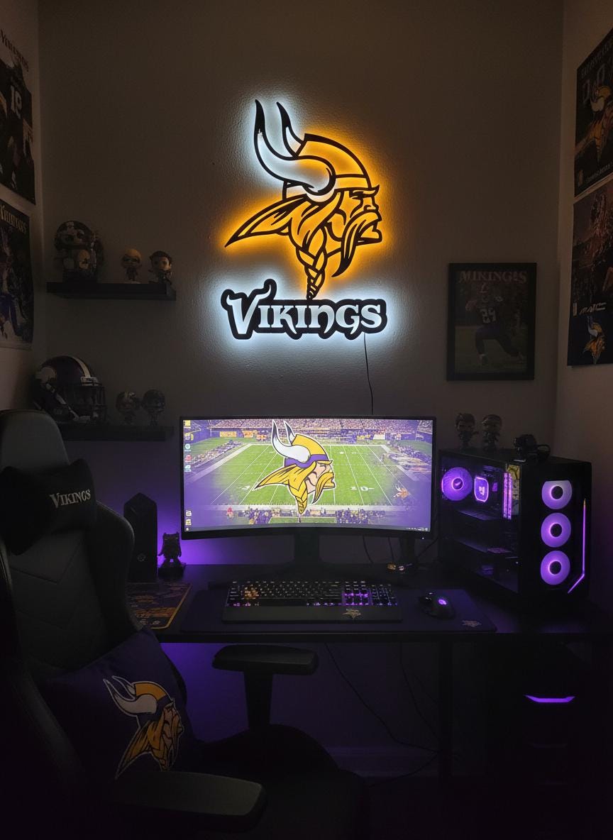 Minnesota Vikings Wall Art - Team Logo Decor for Game Room & Man Cave