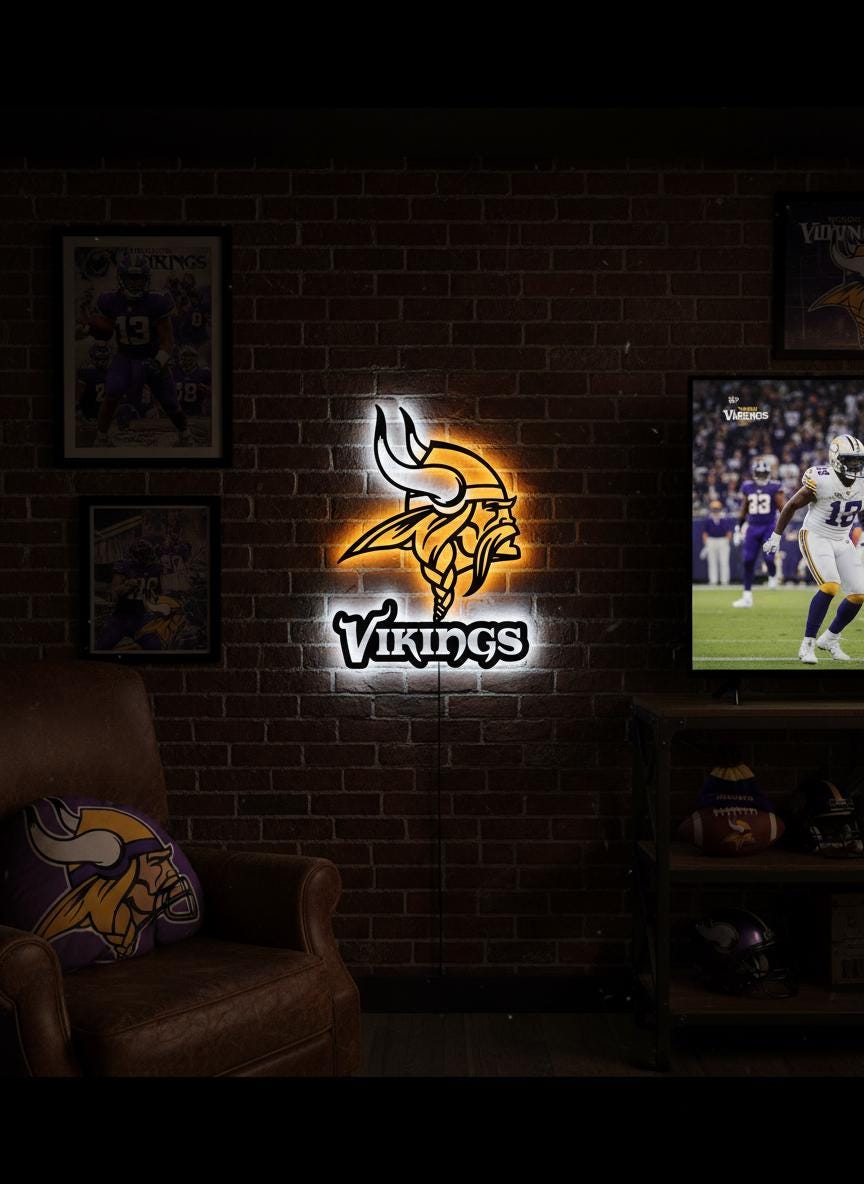 Minnesota Vikings Wall Art - Team Logo Decor for Game Room & Man Cave