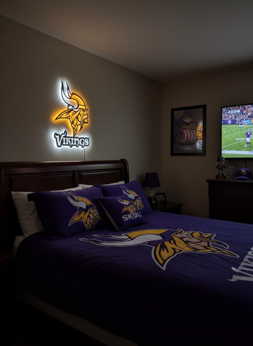 Minnesota Vikings Wall Art - Team Logo Decor for Game Room & Man Cave