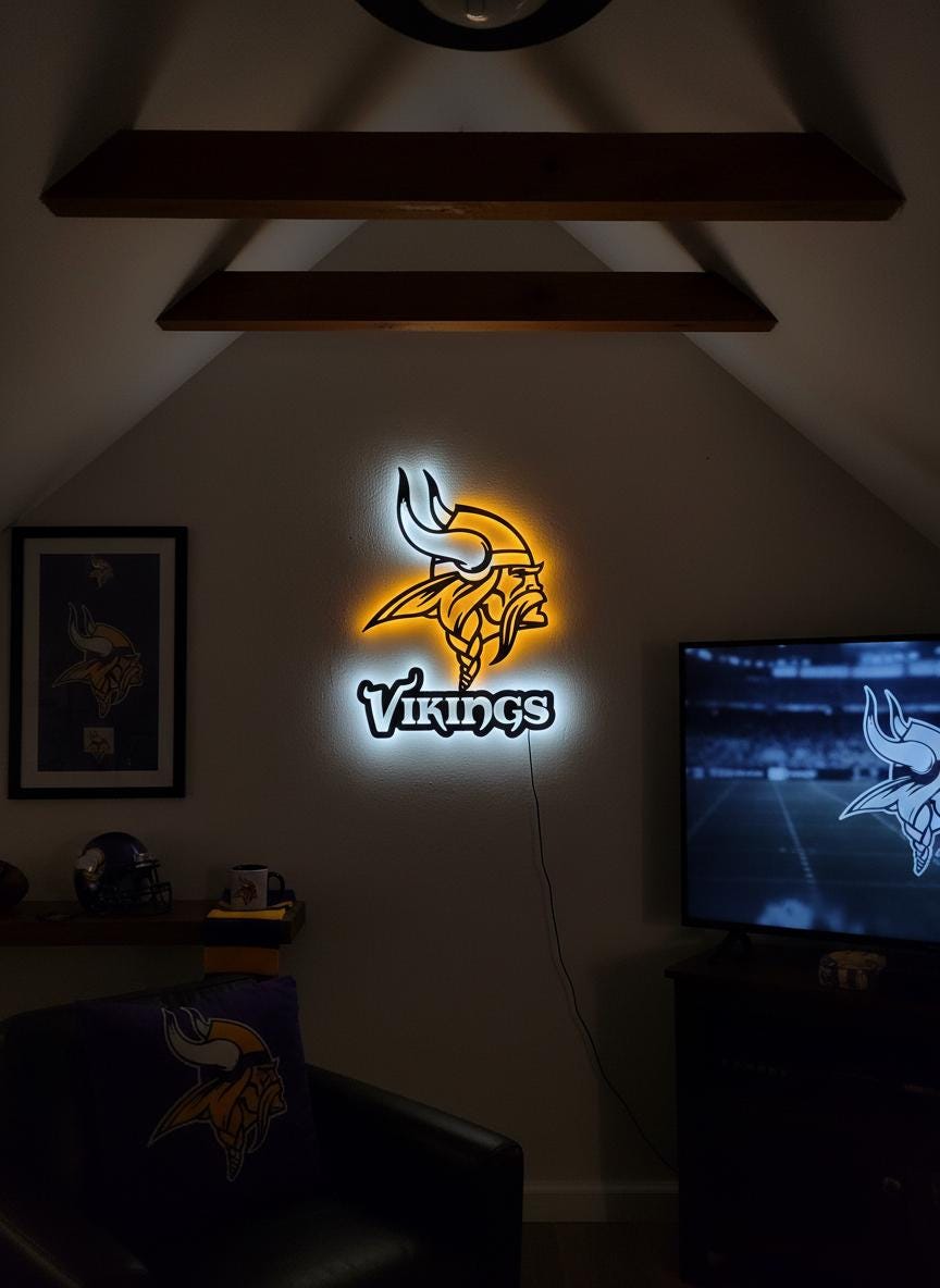 Minnesota Vikings Wall Art - Team Logo Decor for Game Room & Man Cave