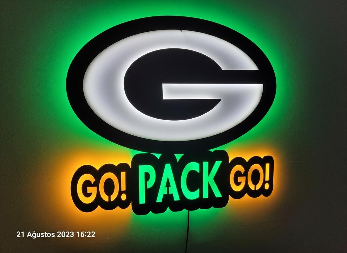 Green Bay Packers Wall Art - Team Logo Man Cave Decor NFL Fan Gift