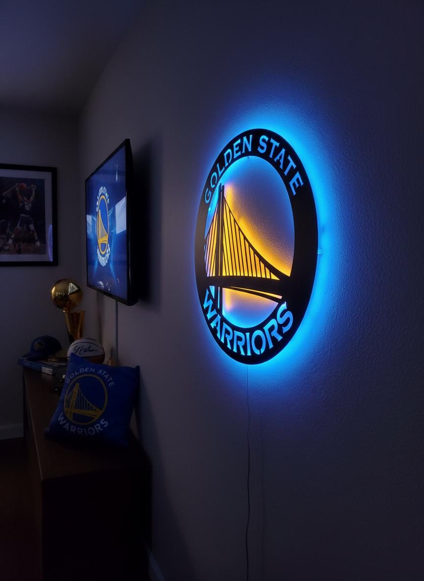 Golden State Warriors Wall Art - NBA Team Logo Sports Fan Game Room Decor