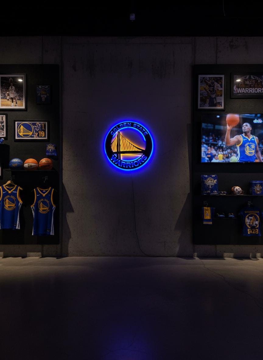 Golden State Warriors Wall Art - NBA Team Logo Sports Fan Game Room Decor