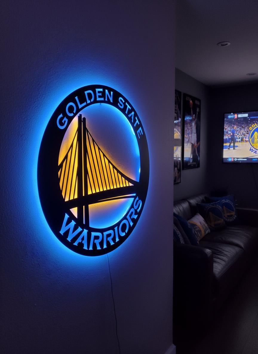 Golden State Warriors Wall Art - NBA Team Logo Sports Fan Game Room Decor