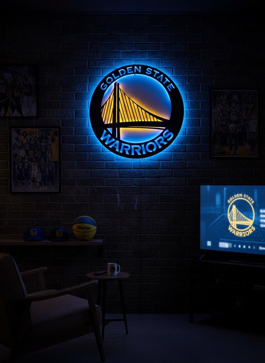 Golden State Warriors Wall Art - NBA Team Logo Sports Fan Game Room Decor