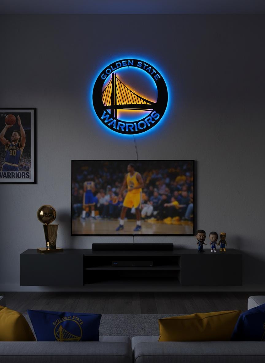 Golden State Warriors Wall Art - NBA Team Logo Sports Fan Game Room Decor