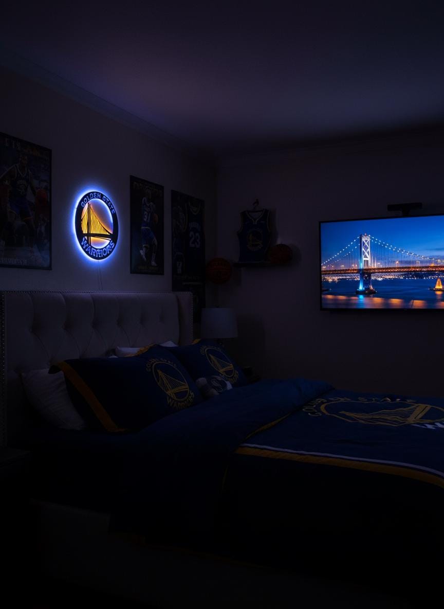 Golden State Warriors Wall Art - NBA Team Logo Sports Fan Game Room Decor
