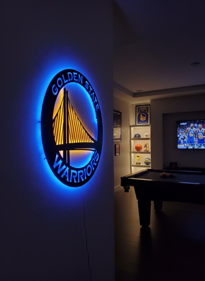 Golden State Warriors Wall Art - NBA Team Logo Sports Fan Game Room Decor