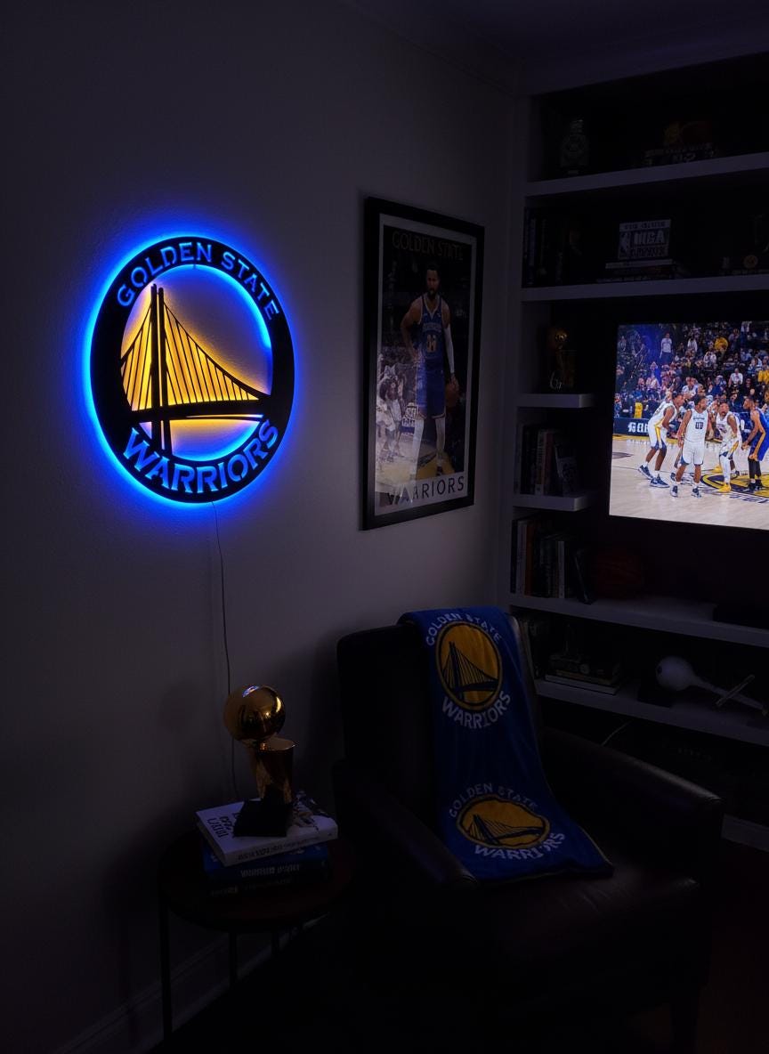 Golden State Warriors Wall Art - NBA Team Logo Sports Fan Game Room Decor