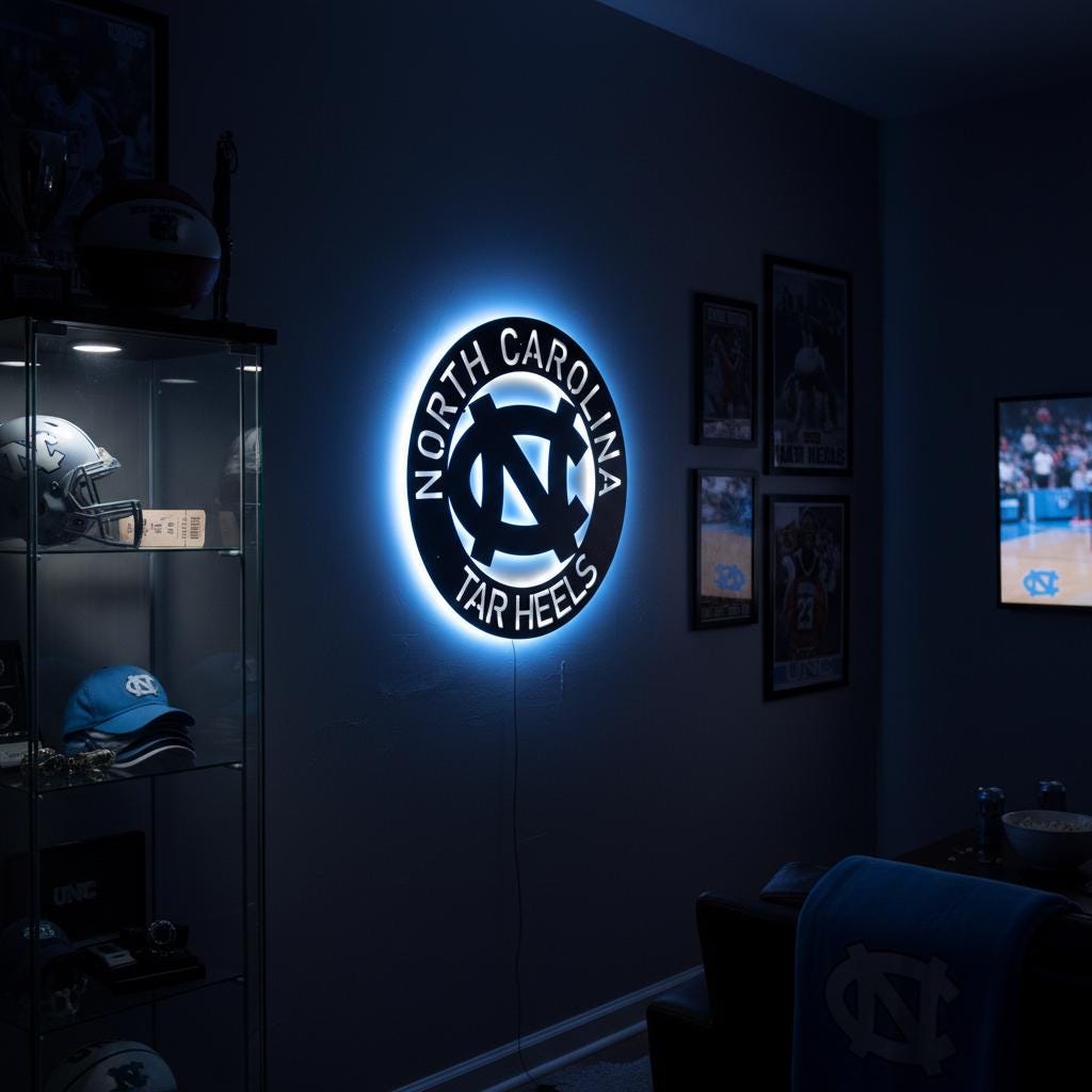 UNC Wall Art - North Carolina Tar Heels Logo Decor for Game Room