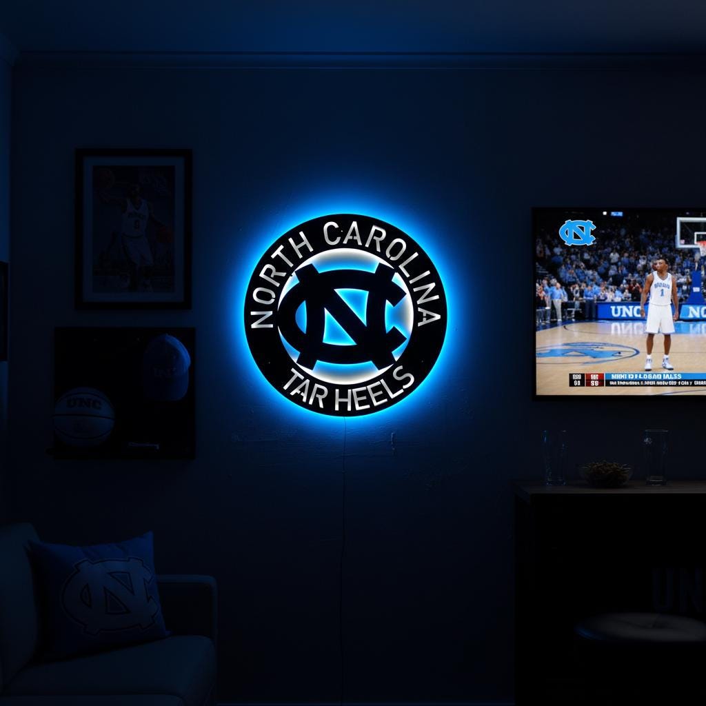 UNC Wall Art - North Carolina Tar Heels Logo Decor for Game Room