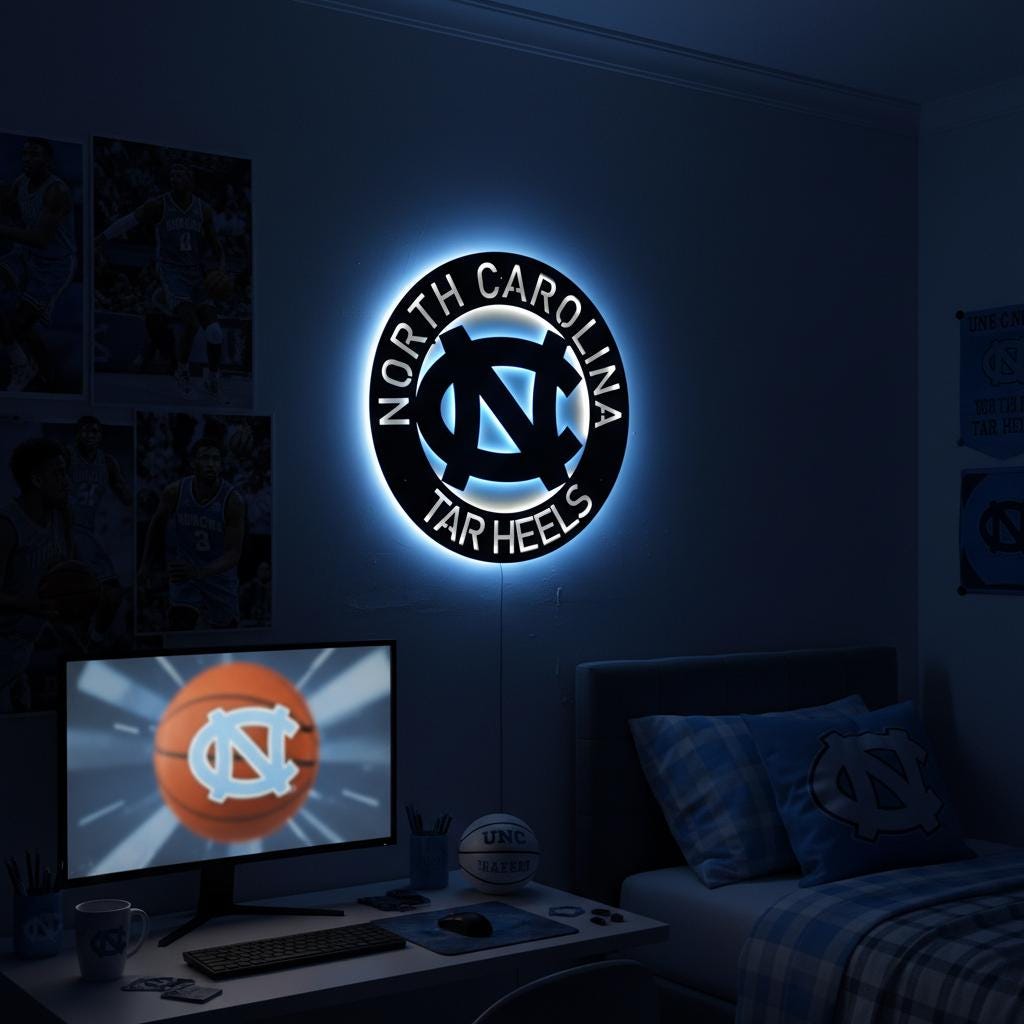 UNC Wall Art - North Carolina Tar Heels Logo Decor for Game Room
