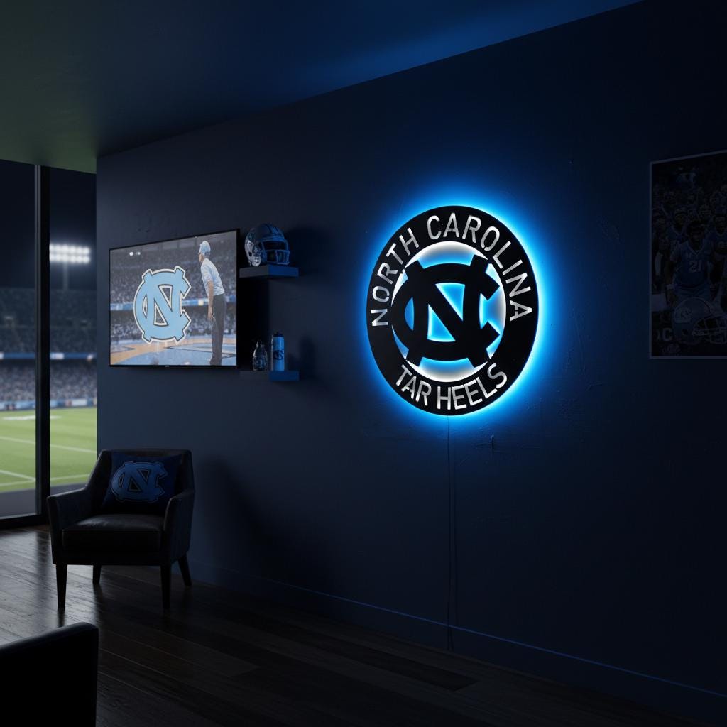 UNC Wall Art - North Carolina Tar Heels Logo Decor for Game Room