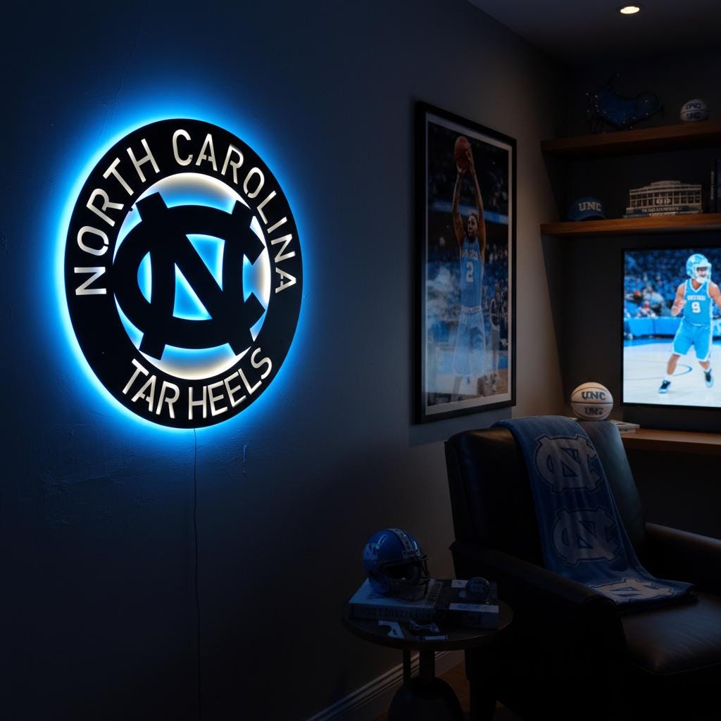 UNC Wall Art - North Carolina Tar Heels Logo Decor for Game Room