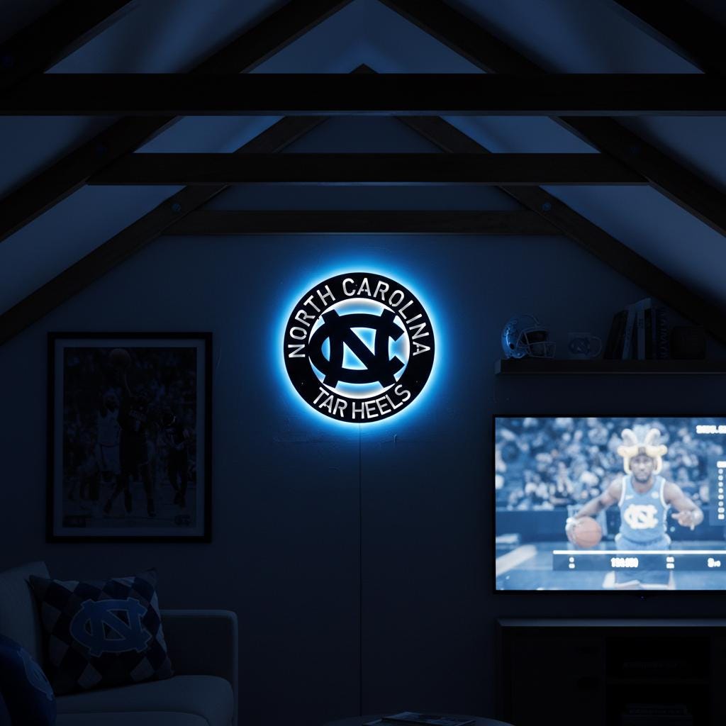 UNC Wall Art - North Carolina Tar Heels Logo Decor for Game Room