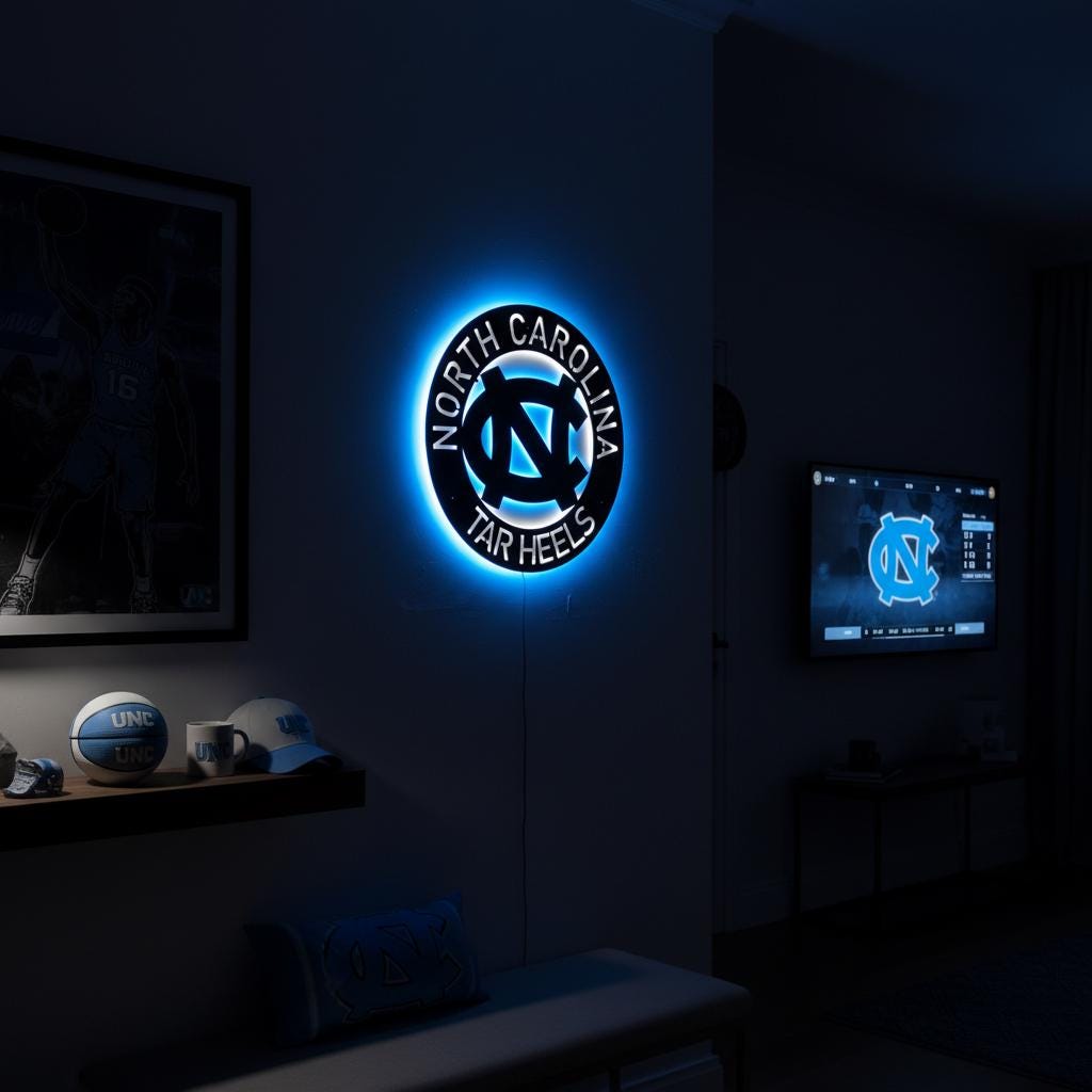 UNC Wall Art - North Carolina Tar Heels Logo Decor for Game Room