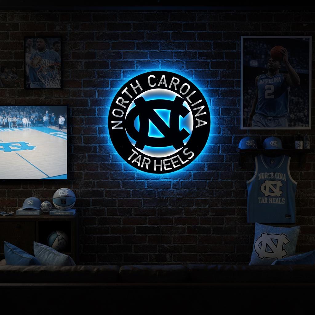 UNC Wall Art - North Carolina Tar Heels Logo Decor for Game Room