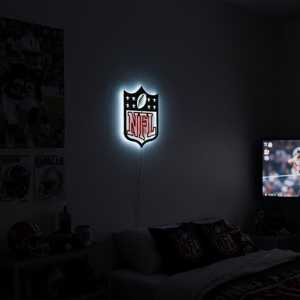 NFL Wall Art - Custom Team Logo Football Decor for Game Room & Man Cave Gift