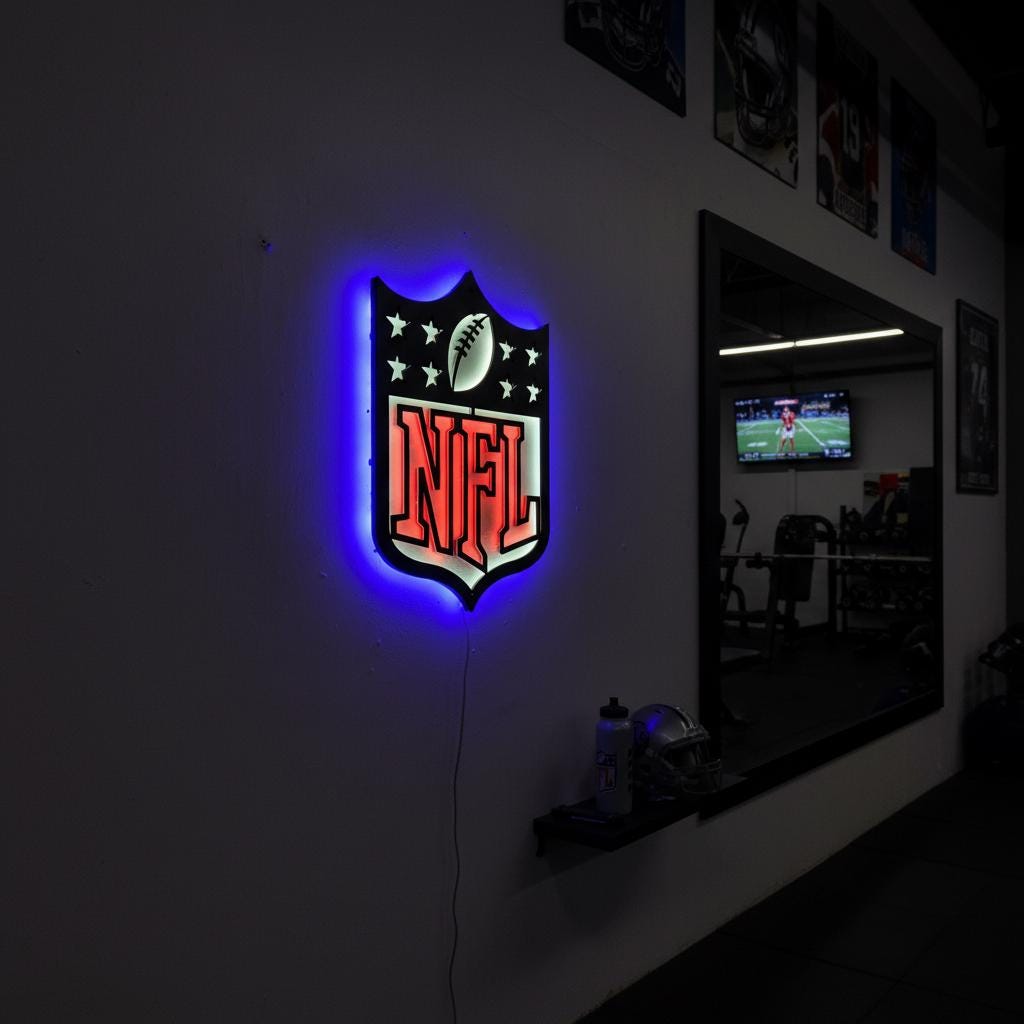 NFL Wall Art - Custom Team Logo Football Decor for Game Room & Man Cave Gift