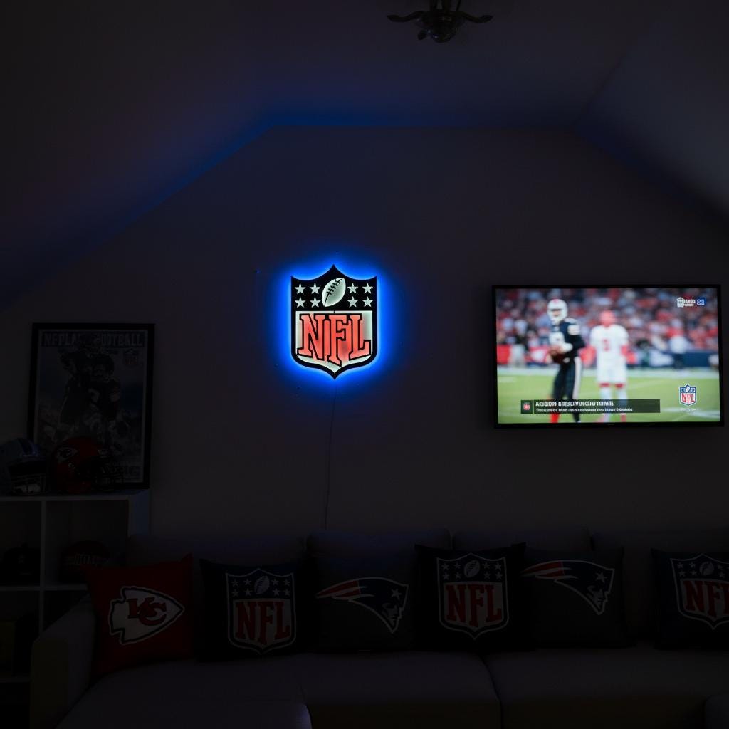 NFL Wall Art - Custom Team Logo Football Decor for Game Room & Man Cave Gift