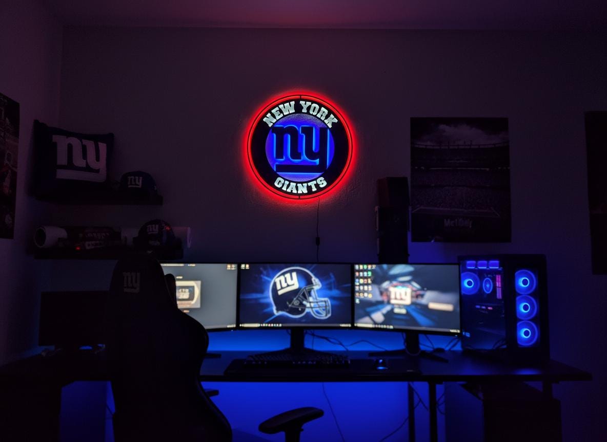 New York Giants Wall Art - NFL Team Logo Decor - Game Room Sign & Man Cave Gift