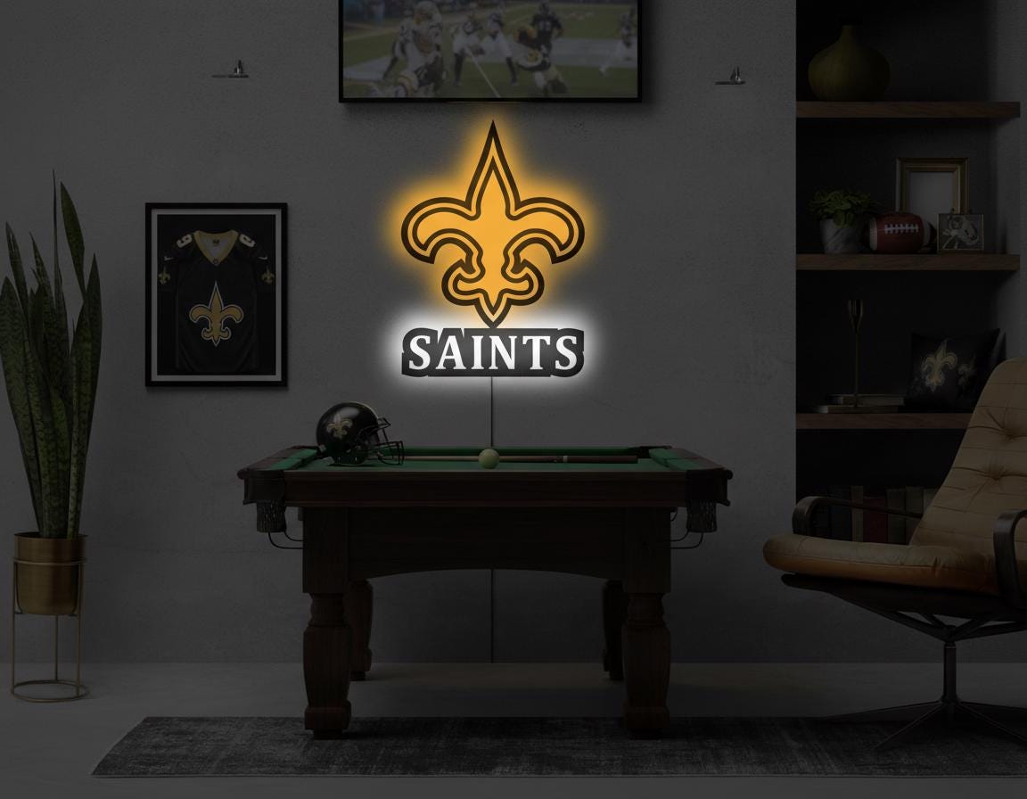 New Orleans Saints Wall Art - Who Dat Team Logo - Man Cave Decor