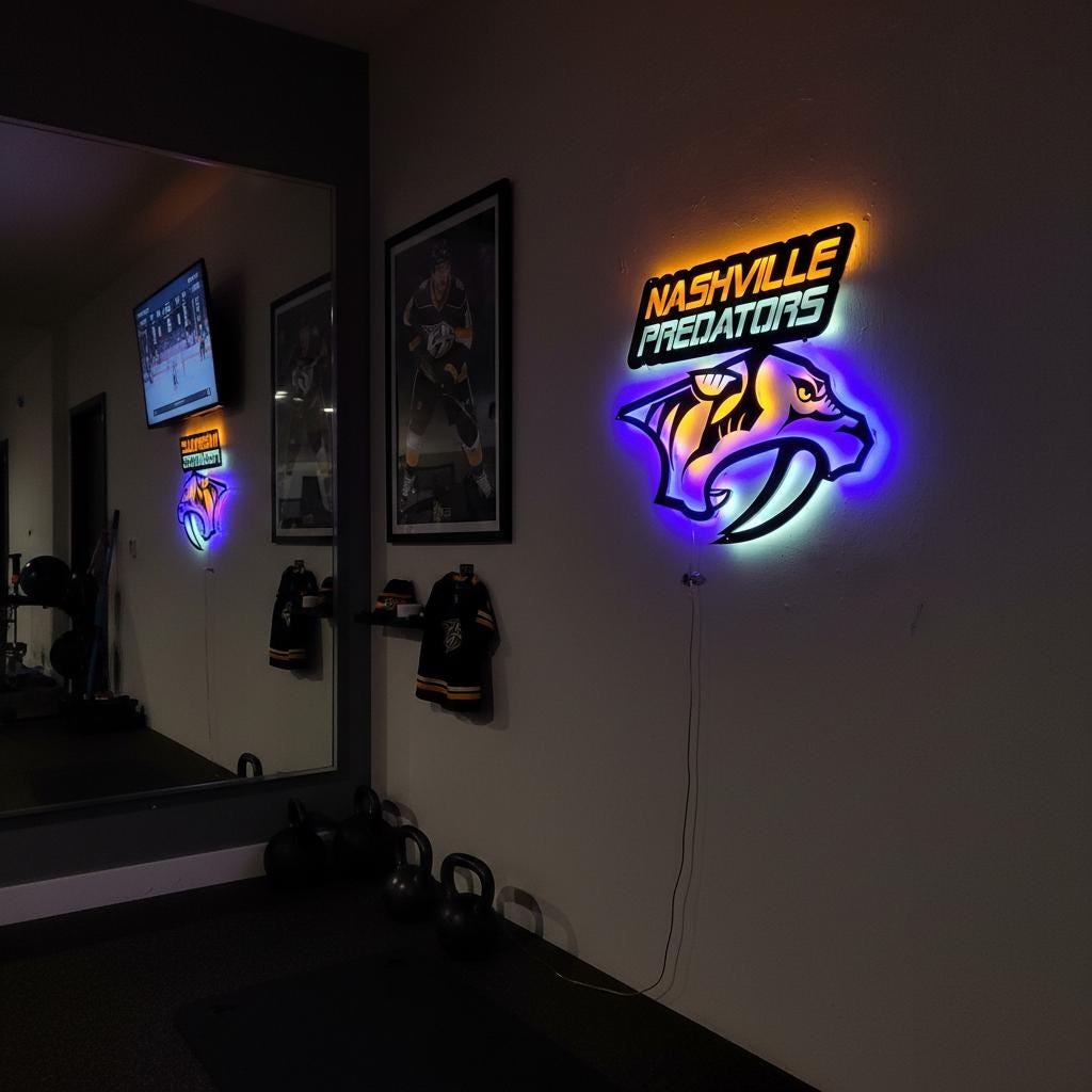 Nashville Predators Wall Art - Hockey Team Logo Game Room Decor