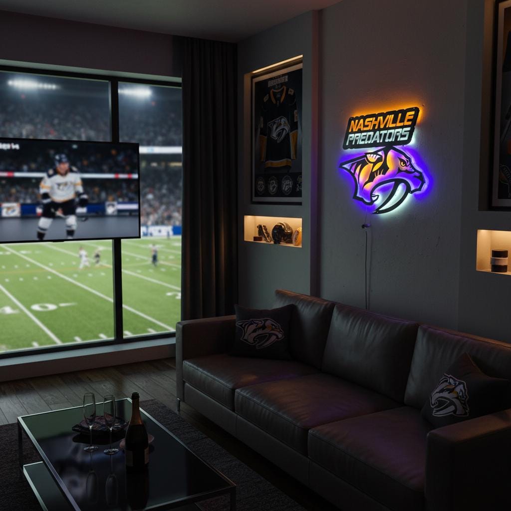 Nashville Predators Wall Art - Hockey Team Logo Game Room Decor