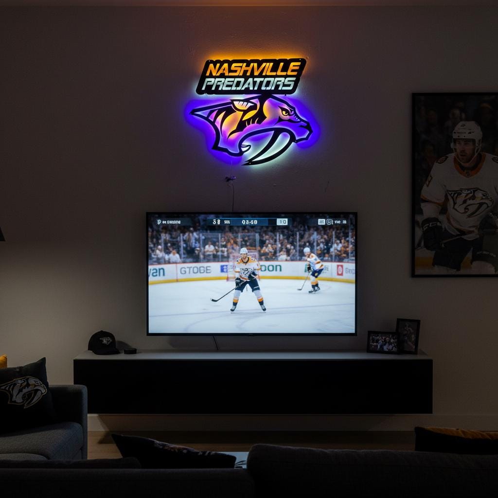 Nashville Predators Wall Art - Hockey Team Logo Game Room Decor