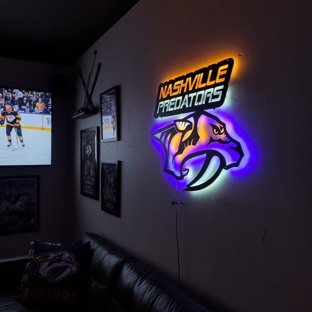Nashville Predators Wall Art - Hockey Team Logo Game Room Decor