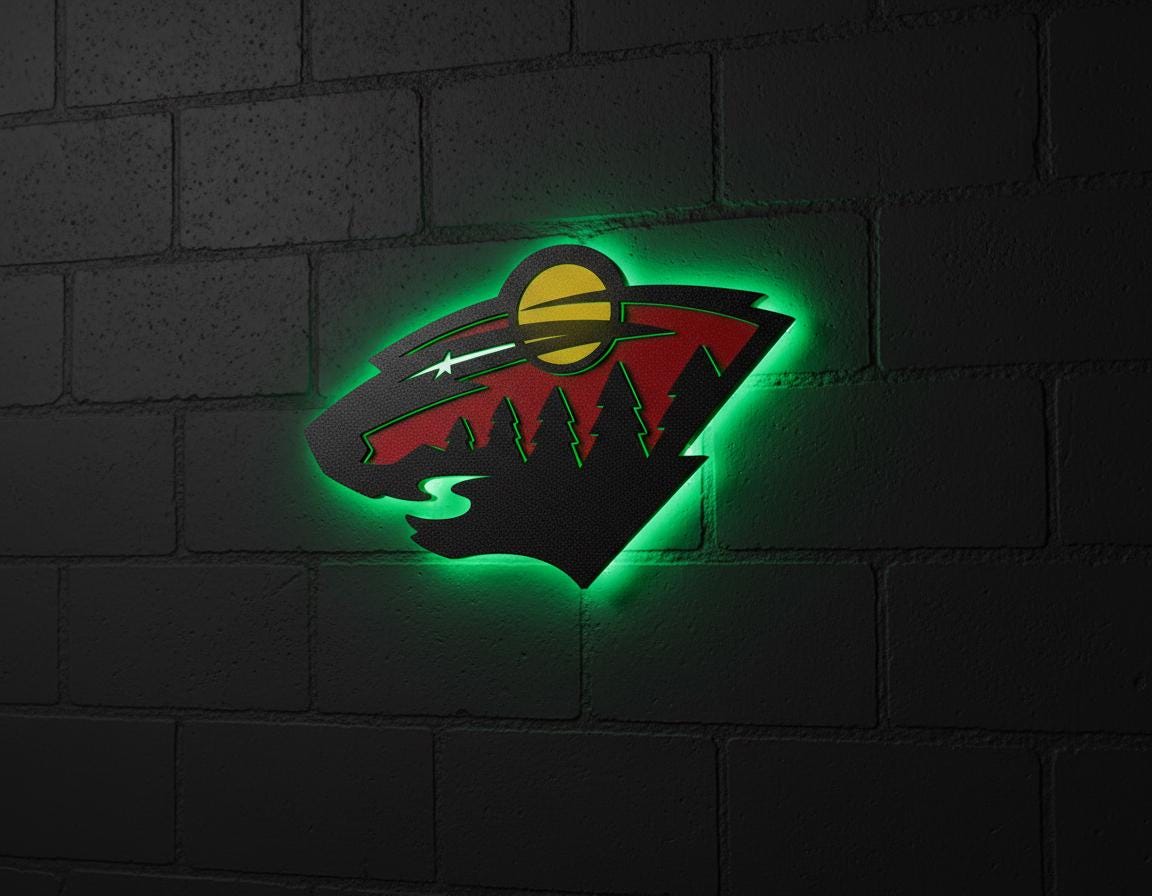 Minnesota Wild Wall Art - Team Logo Light Sign - Hockey Game Room Decor