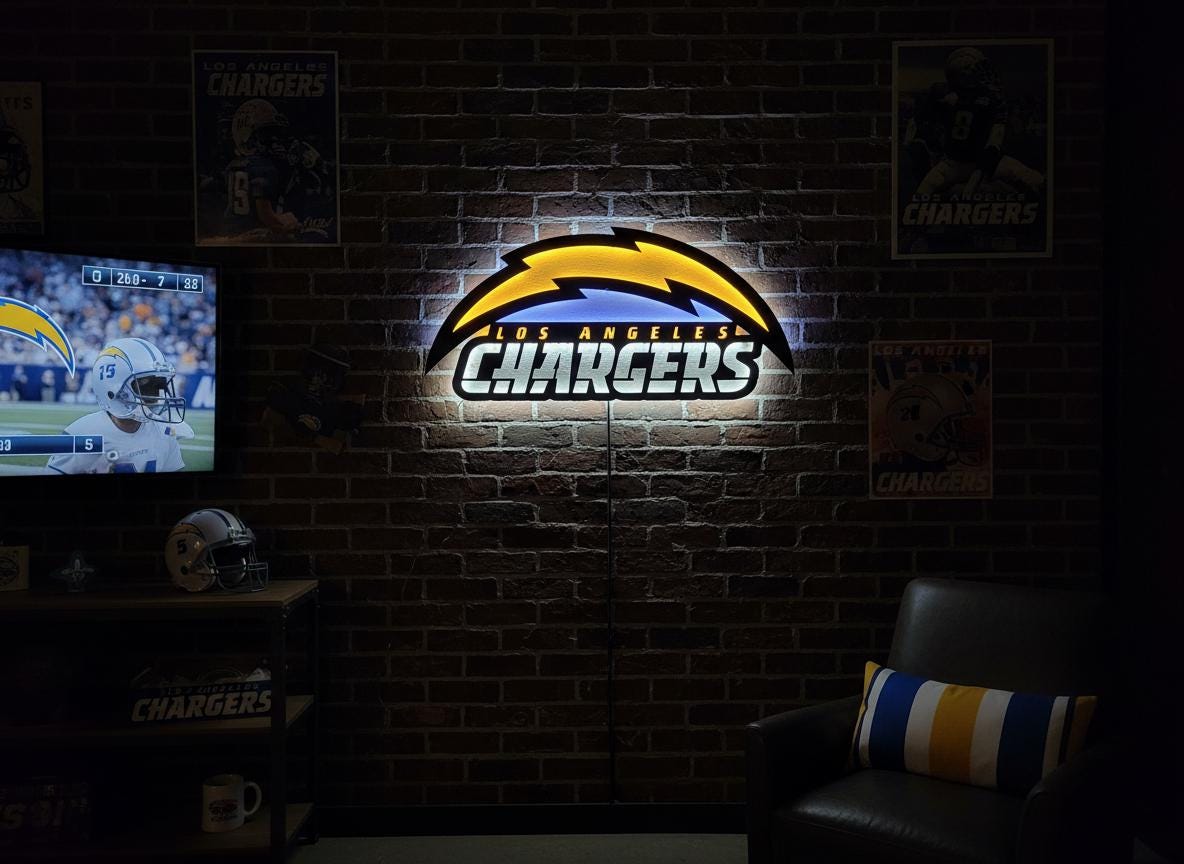Los Angeles Chargers Wall Art - NFL Football Team Logo Game Room Decor Gift
