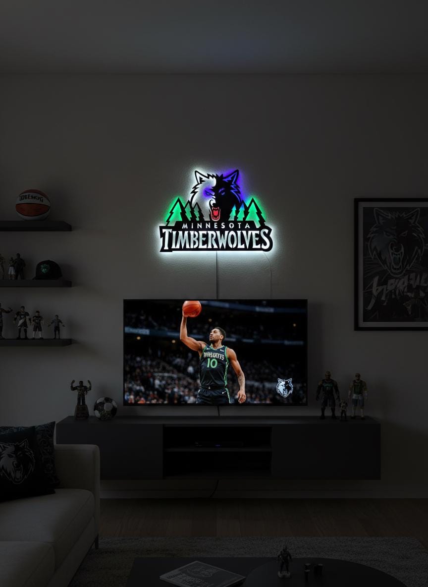 Minnesota Timberwolves Wall Art - NBA Team Logo Game Room Decor Gift