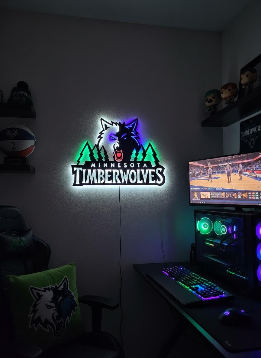 Minnesota Timberwolves Wall Art - NBA Team Logo Game Room Decor Gift