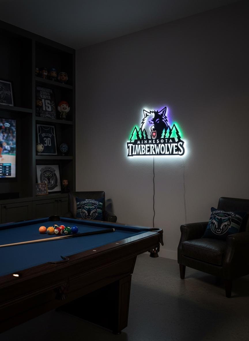 Minnesota Timberwolves Wall Art - NBA Team Logo Game Room Decor Gift