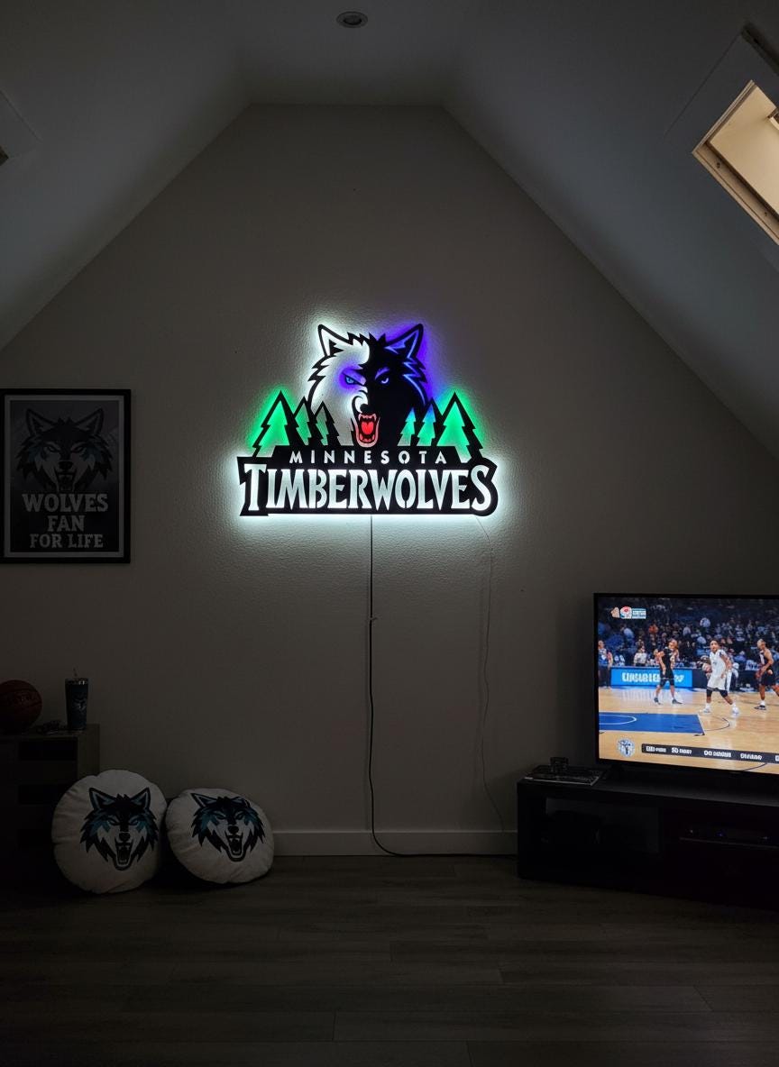 Minnesota Timberwolves Wall Art - NBA Team Logo Game Room Decor Gift