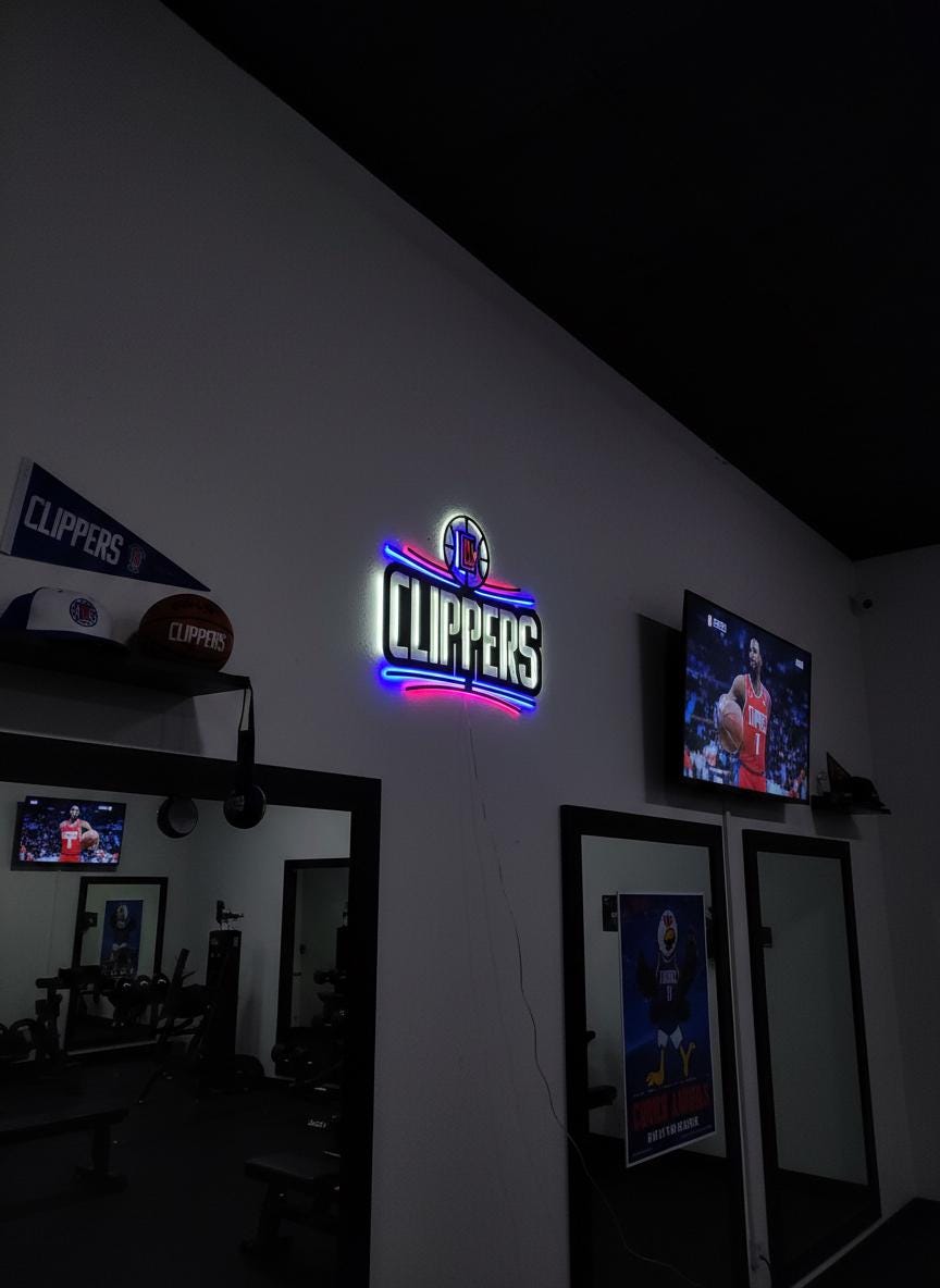 Clippers Wall Art - Los Angeles Basketball Team Logo Game Room Decor