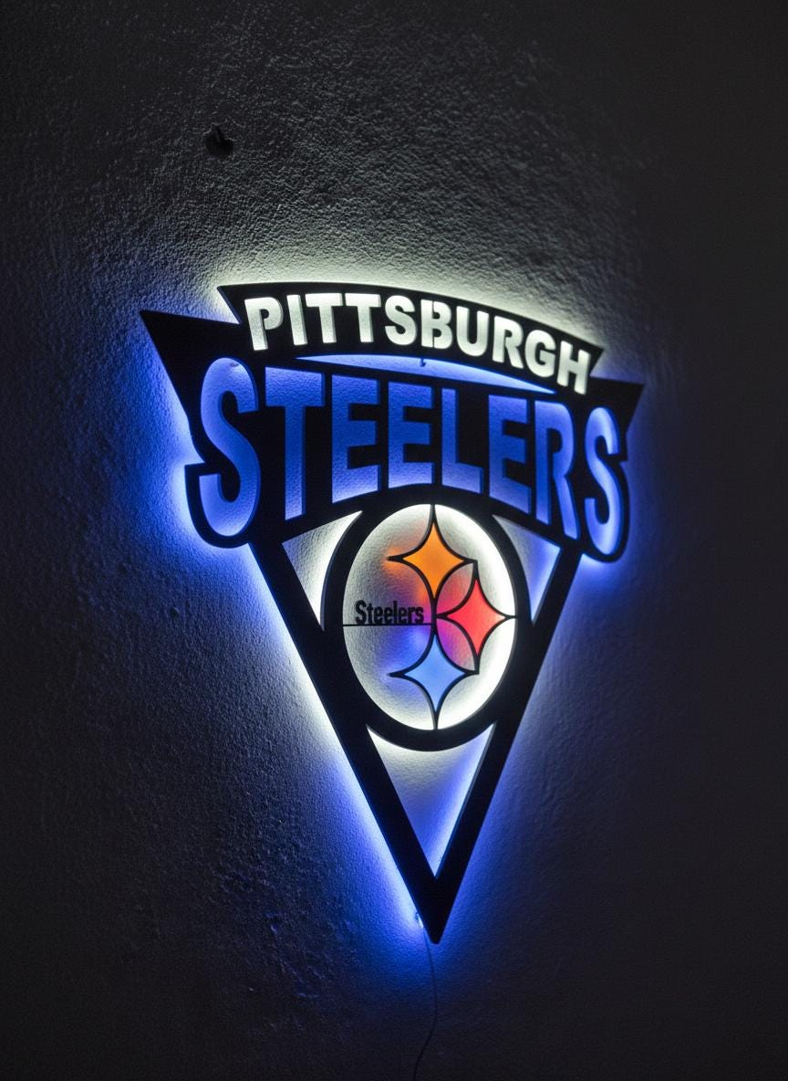 Pittsburgh Steelers Wall Art - NFL Team Logo Game Room Decor Man Cave Gift