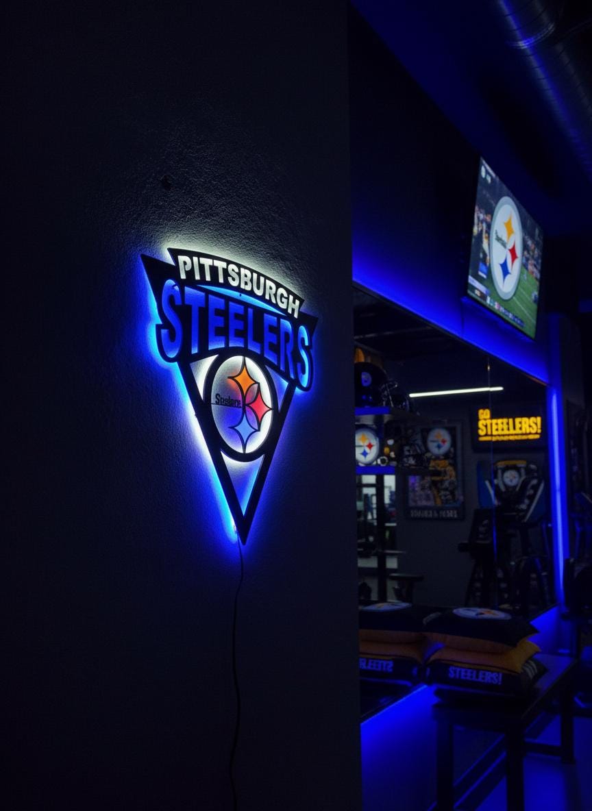 Pittsburgh Steelers Wall Art - NFL Team Logo Game Room Decor Man Cave Gift
