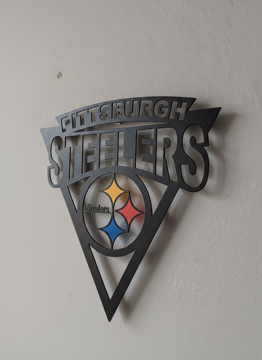Pittsburgh Steelers Wall Art - NFL Team Logo Game Room Decor Man Cave Gift
