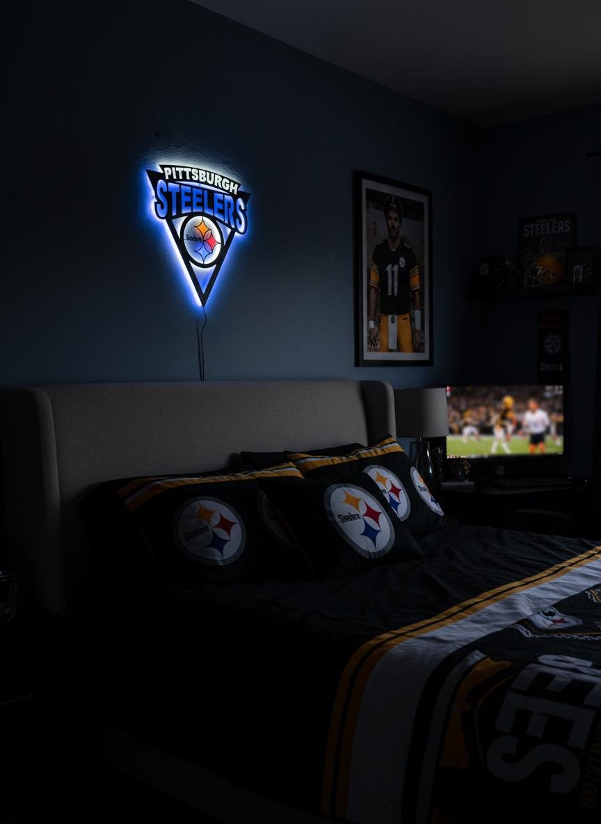 Pittsburgh Steelers Wall Art - NFL Team Logo Game Room Decor Man Cave Gift