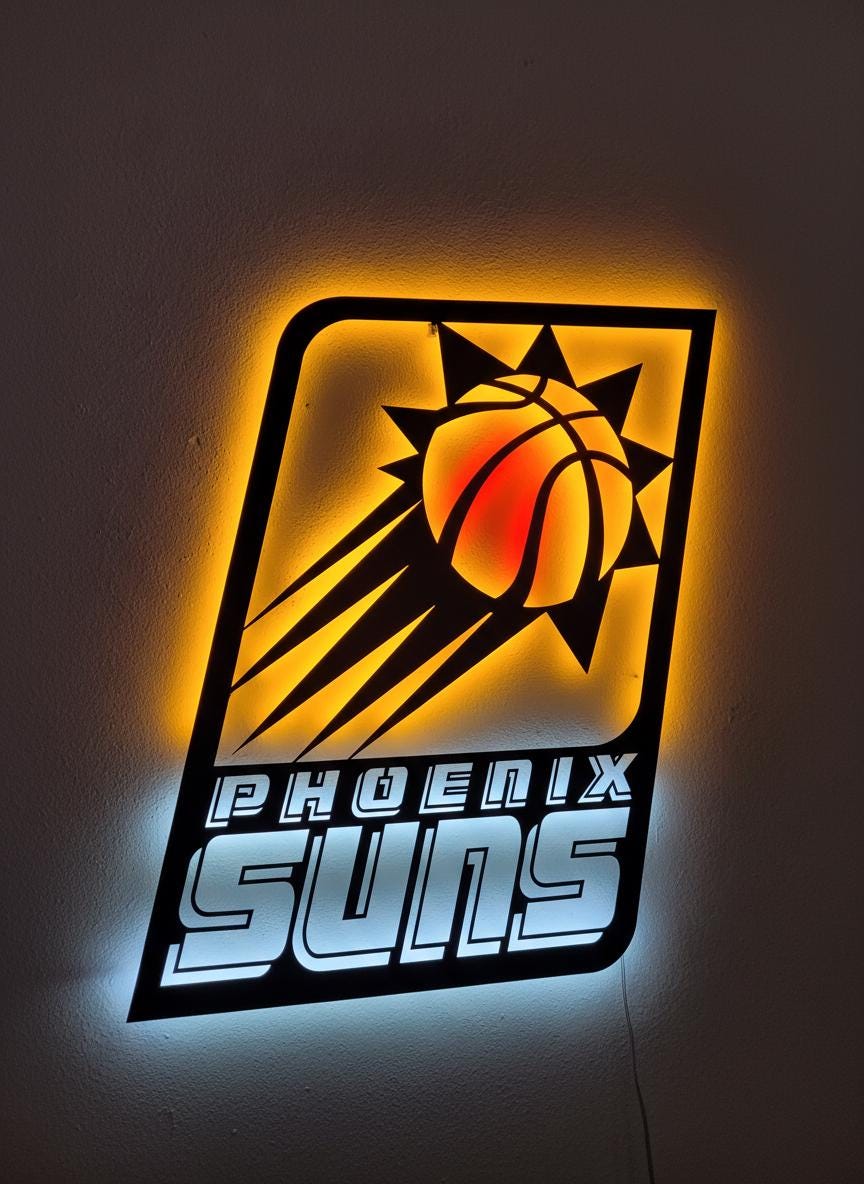 Phoenix Suns Wall Art - Team Logo Game Room Decor Man Cave Gift
