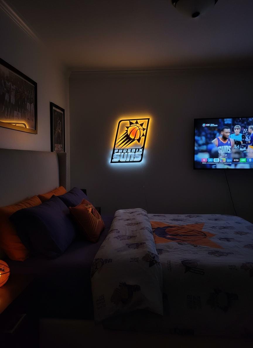 Phoenix Suns Wall Art - Team Logo Game Room Decor Man Cave Gift