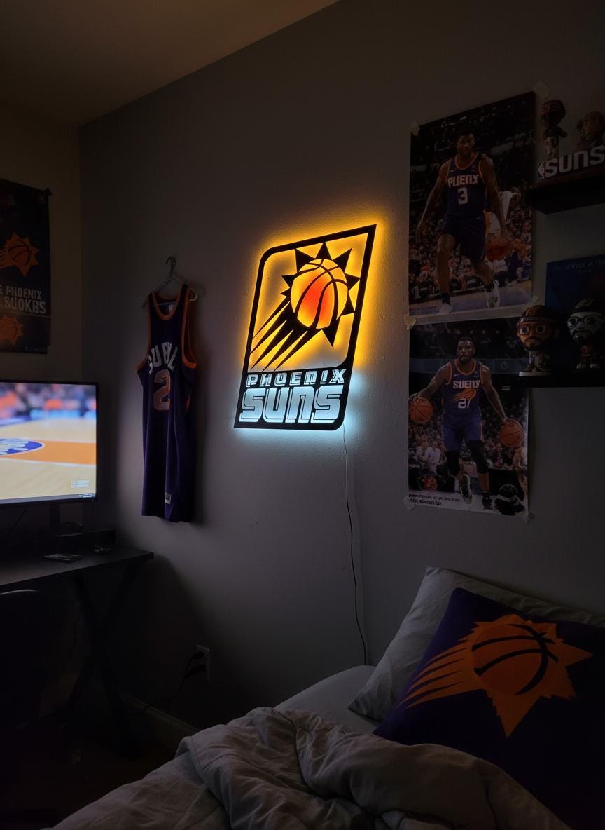 Phoenix Suns Wall Art - Team Logo Game Room Decor Man Cave Gift