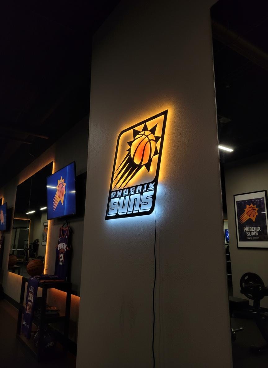 Phoenix Suns Wall Art - Team Logo Game Room Decor Man Cave Gift
