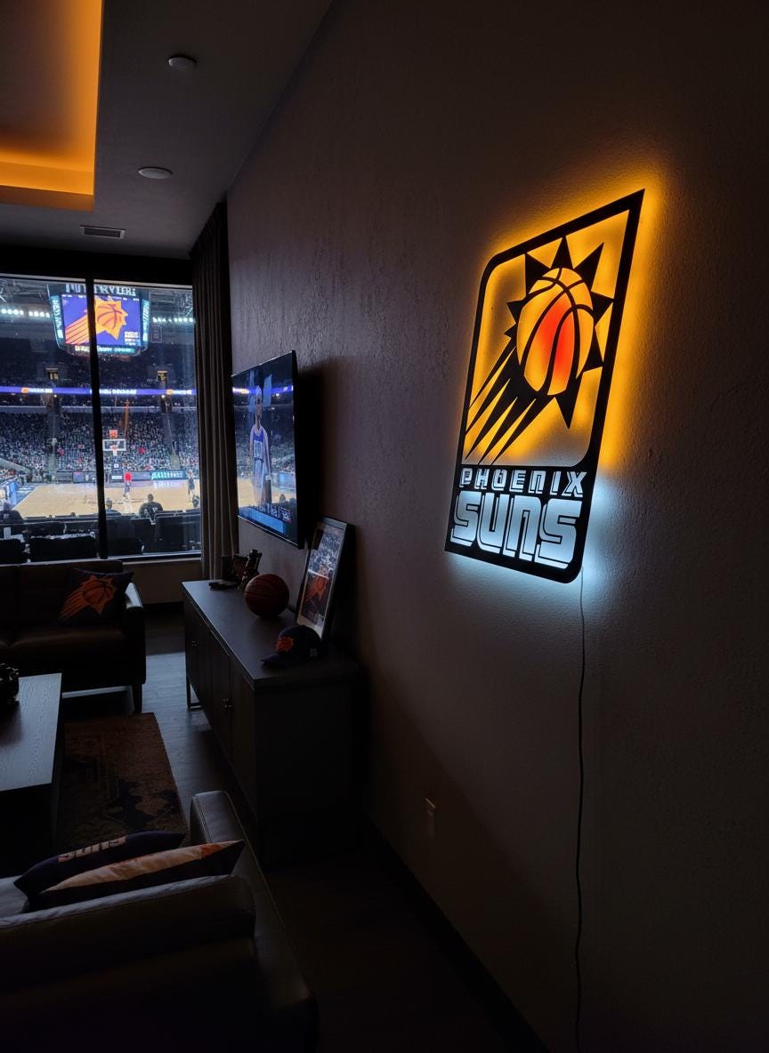 Phoenix Suns Wall Art - Team Logo Game Room Decor Man Cave Gift