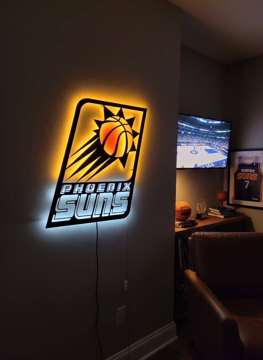 Phoenix Suns Wall Art - Team Logo Game Room Decor Man Cave Gift