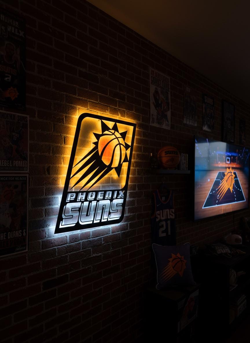 Phoenix Suns Wall Art - Team Logo Game Room Decor Man Cave Gift